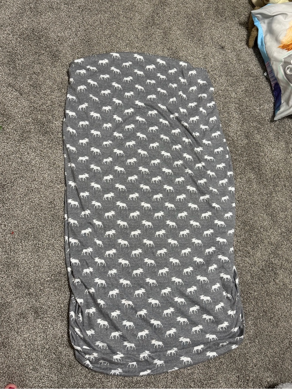 Gray Moose-Print Crib Fitted Sheet